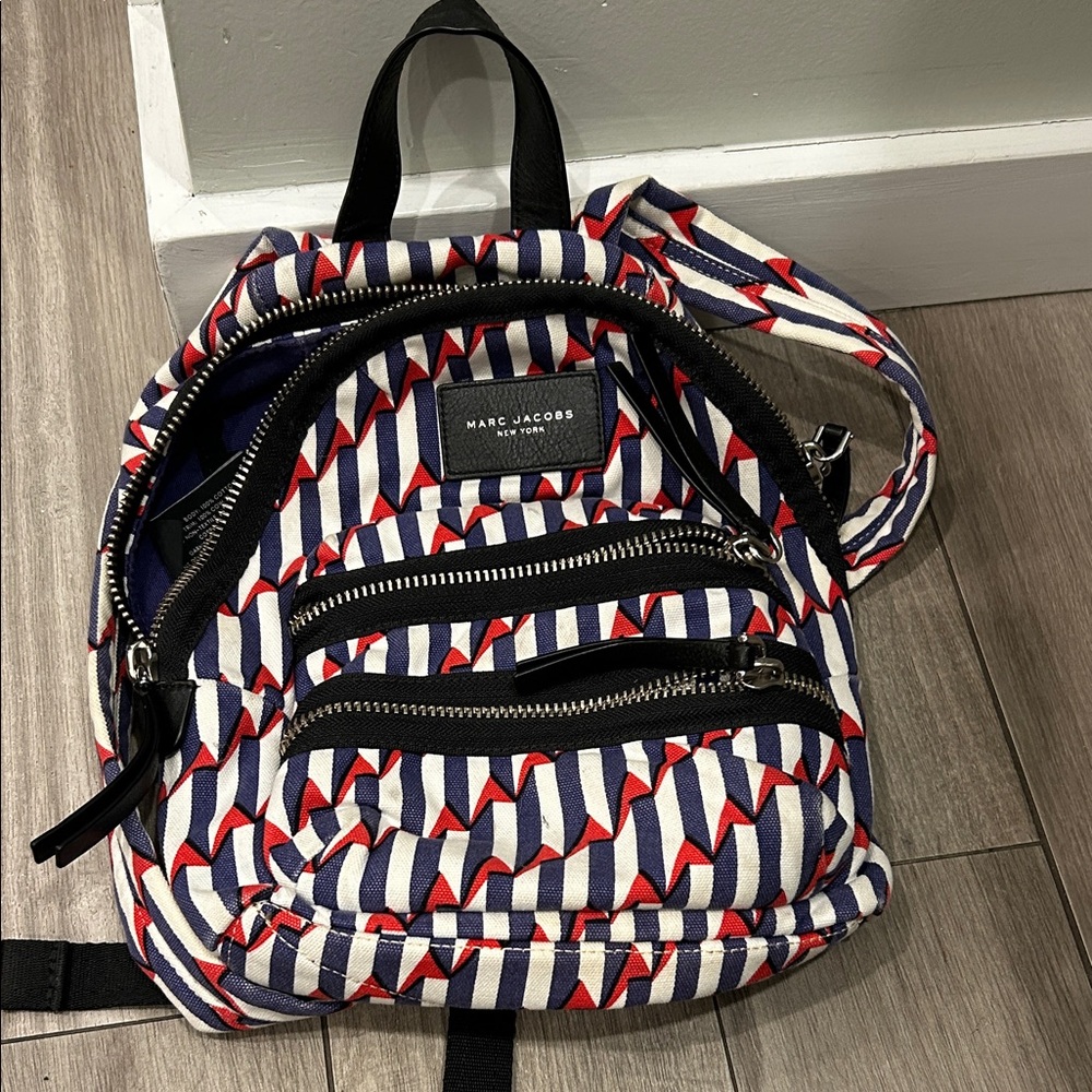 Marc Jacobs Red and Blue Geometric Backpack